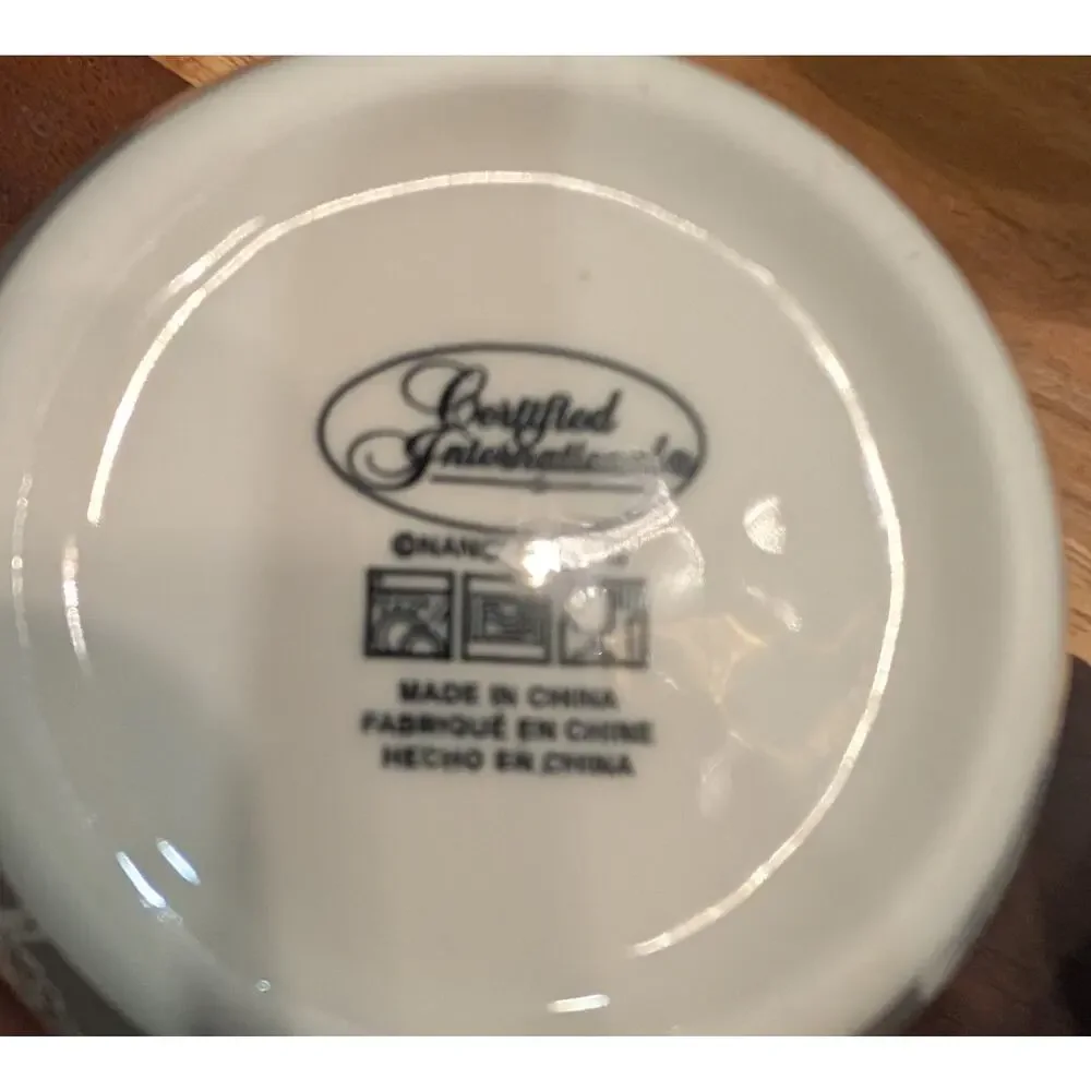 Stoneware Botanical Bowls, Set of 4, New, Silvery Steel Gray!